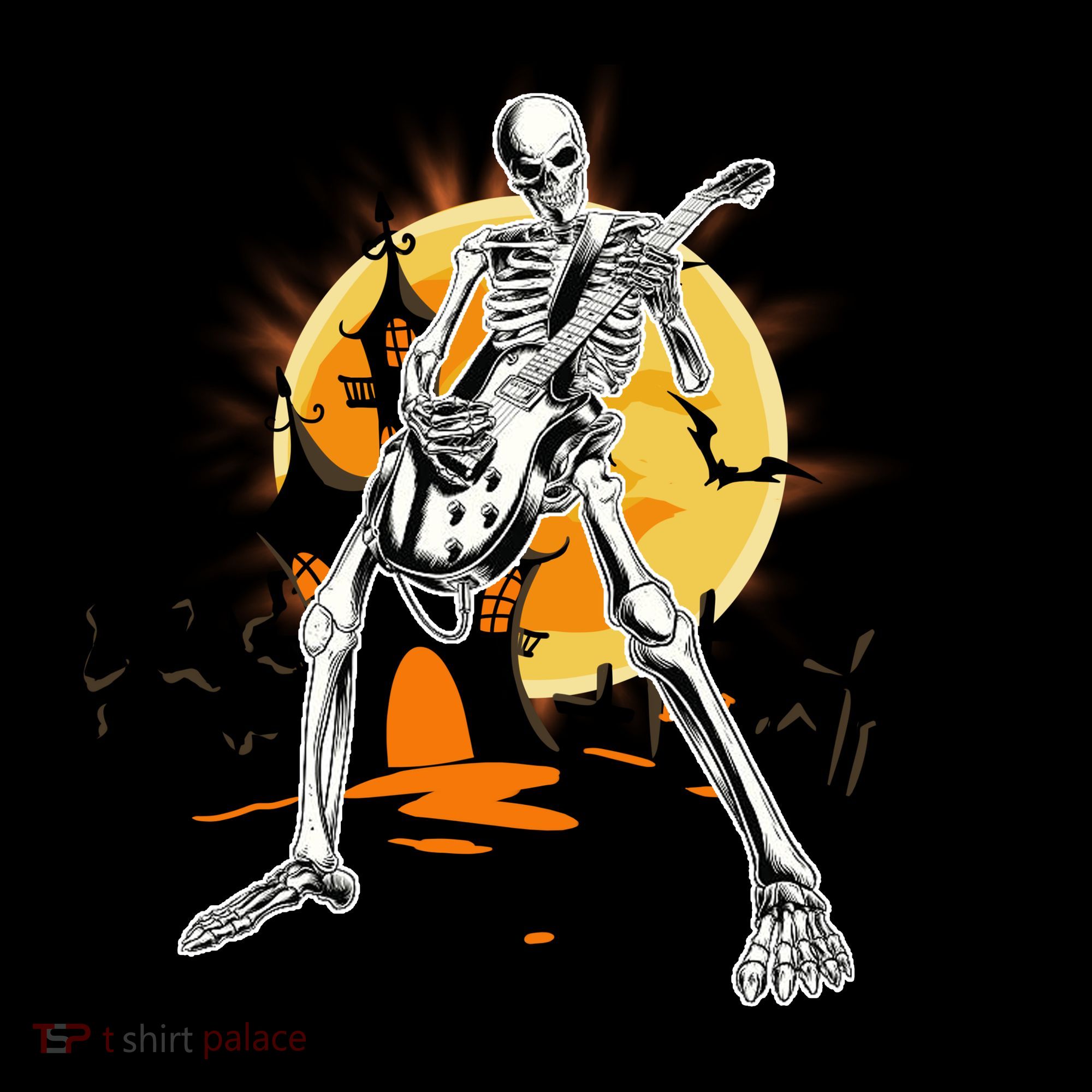 Skeleton Guitar Halloween Spooky Kids Sweatshirt