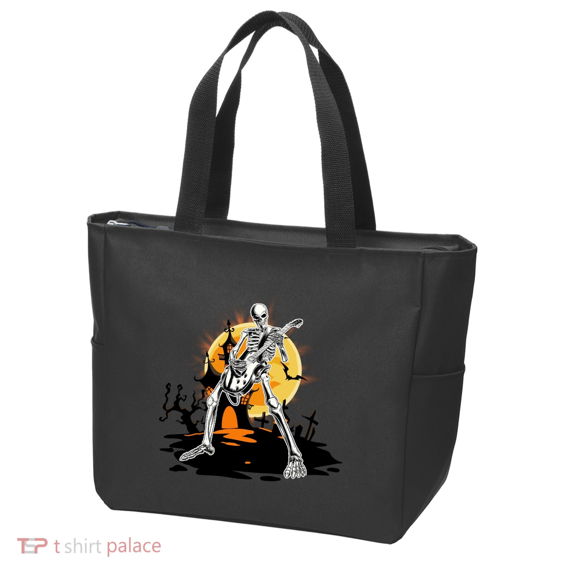 Skeleton Guitar Halloween Spooky Tote Bag