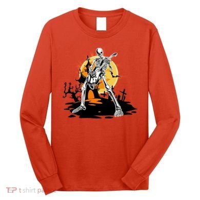 Skeleton Guitar Halloween Spooky Long Sleeve Shirt