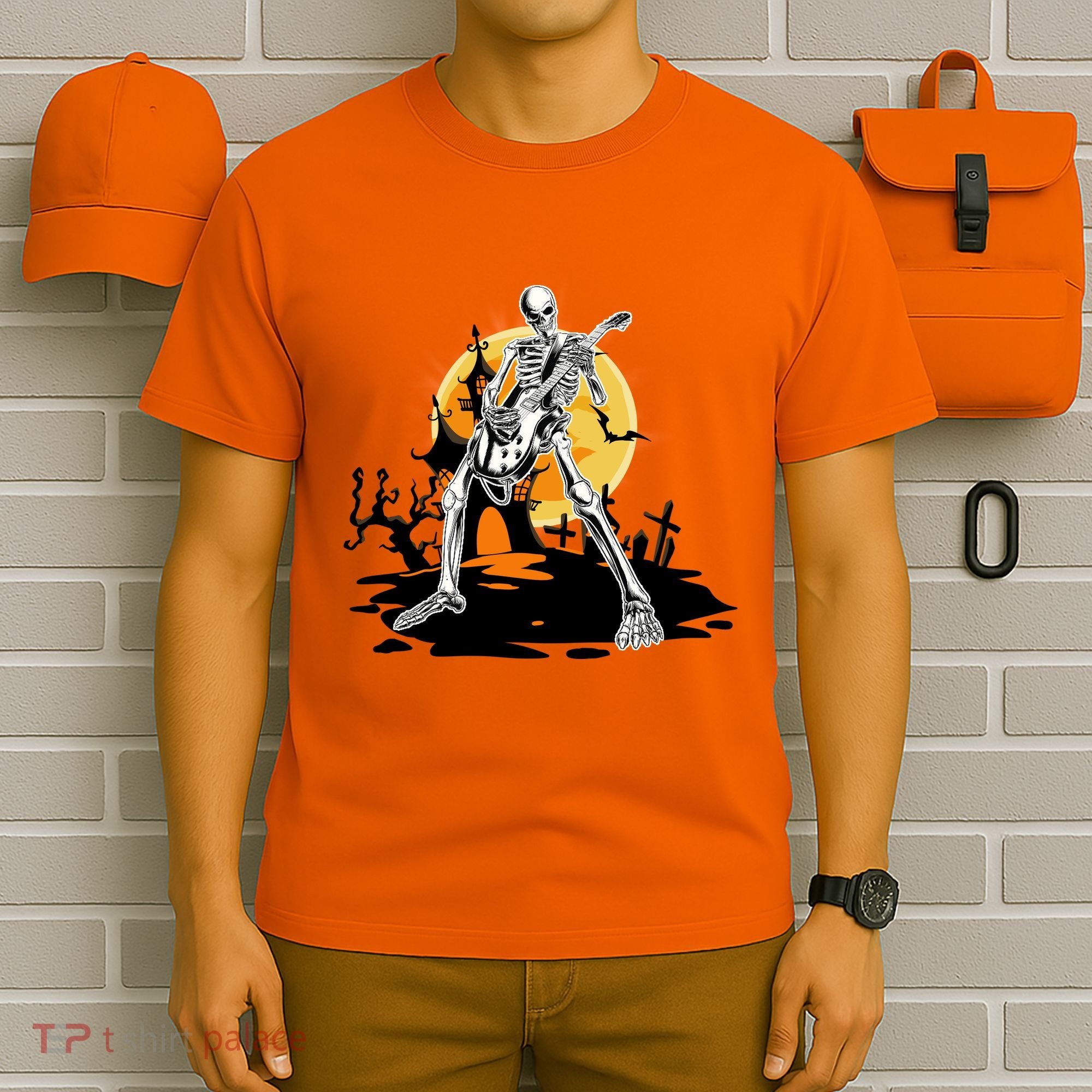 Skeleton Guitar Halloween Spooky T-Shirt