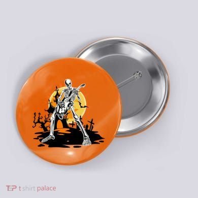 Skeleton Guitar Halloween Spooky Button