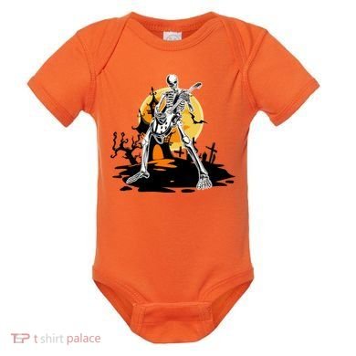Skeleton Guitar Halloween Spooky Baby Bodysuit