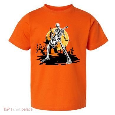 Skeleton Guitar Halloween Spooky Toddler T-Shirt