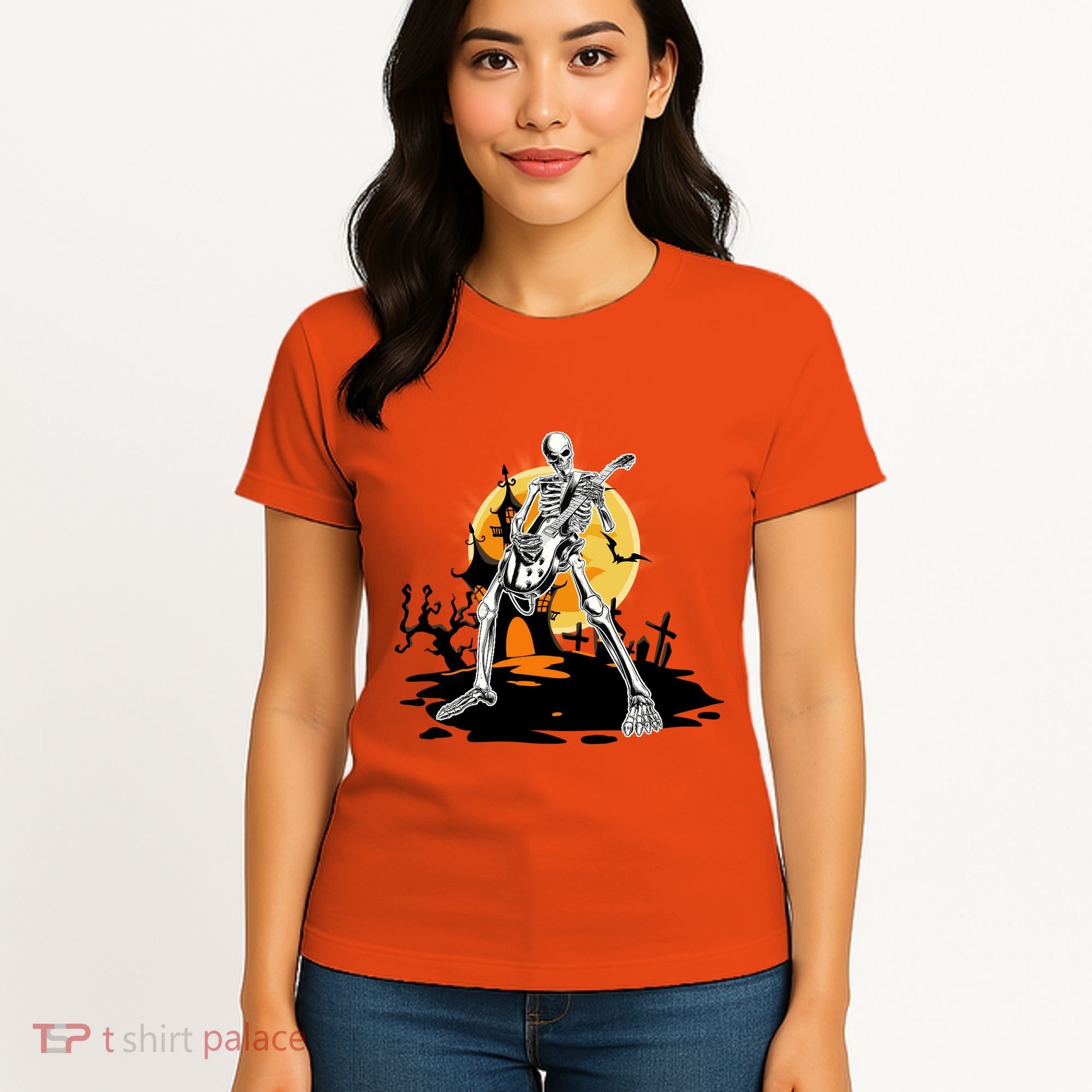 Skeleton Guitar Halloween Spooky Women's T-Shirt