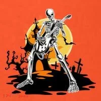 Skeleton Guitar Halloween Spooky Kids T-Shirt thumb 4
