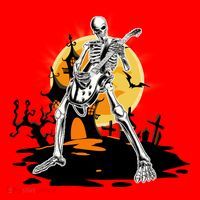 Skeleton Guitar Halloween Spooky Santa Hat thumb 1