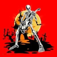 Skeleton Guitar Halloween Spooky Santa Hat thumb 1
