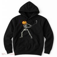 Skeleton Golf Halloween Pumpkin Golfing Golfer Hoodie thumb 0