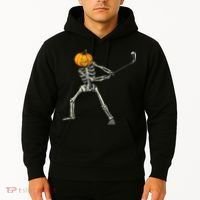 Skeleton Golf Halloween Pumpkin Golfing Golfer Hoodie thumb 2