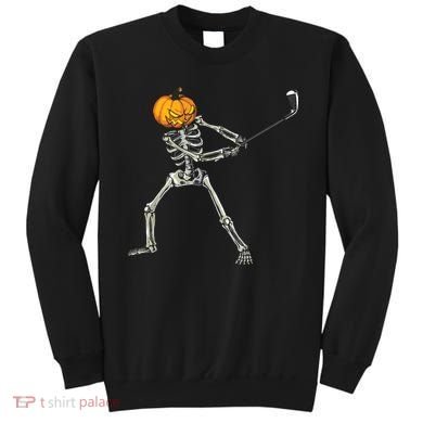 Skeleton Golf Halloween Pumpkin Golfing Golfer Sweatshirt