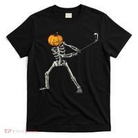 Skeleton Golf Halloween Pumpkin Golfing Golfer T-Shirt thumb 0