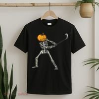 Skeleton Golf Halloween Pumpkin Golfing Golfer T-Shirt thumb 2