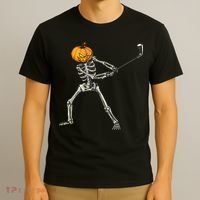 Skeleton Golf Halloween Pumpkin Golfing Golfer T-Shirt thumb 3