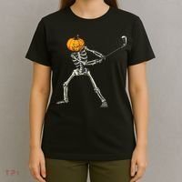 Skeleton Golf Halloween Pumpkin Golfing Golfer T-Shirt thumb 4