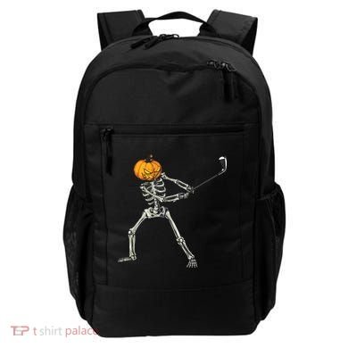 Skeleton Golf Halloween Pumpkin Golfing Golfer Backpack