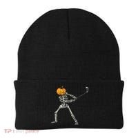 Skeleton Golf Halloween Pumpkin Golfing Golfer Beanie thumb 0