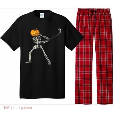 Skeleton Golf Halloween Pumpkin Golfing Golfer Pajama Set