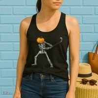 Skeleton Golf Halloween Pumpkin Golfing Golfer Women's Tank Top thumb 2