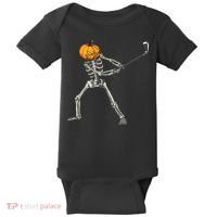 Skeleton Golf Halloween Pumpkin Golfing Golfer Baby Bodysuit thumb 0
