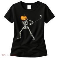 Skeleton Golf Halloween Pumpkin Golfing Golfer Women's T-Shirt thumb 0
