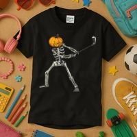 Skeleton Golf Halloween Pumpkin Golfing Golfer Kids T-Shirt thumb 3