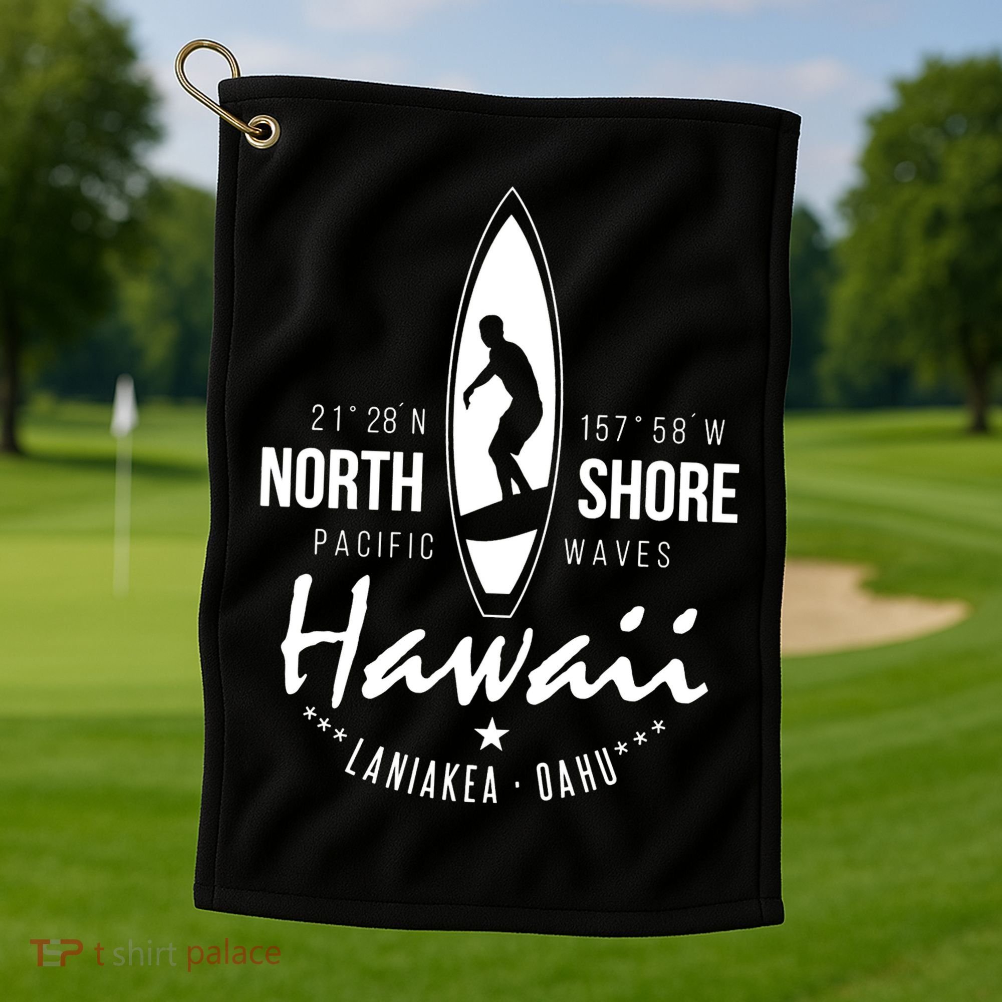 Surfer Gift Hawaii North Shore Laniakea Beach Oahu Golf Towel