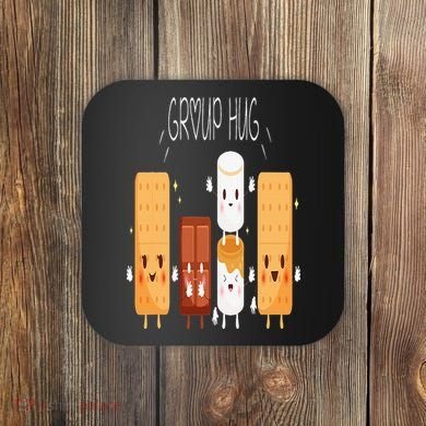 Smores Group Hug  Camping Campfire Marshmallow Smores Coaster
