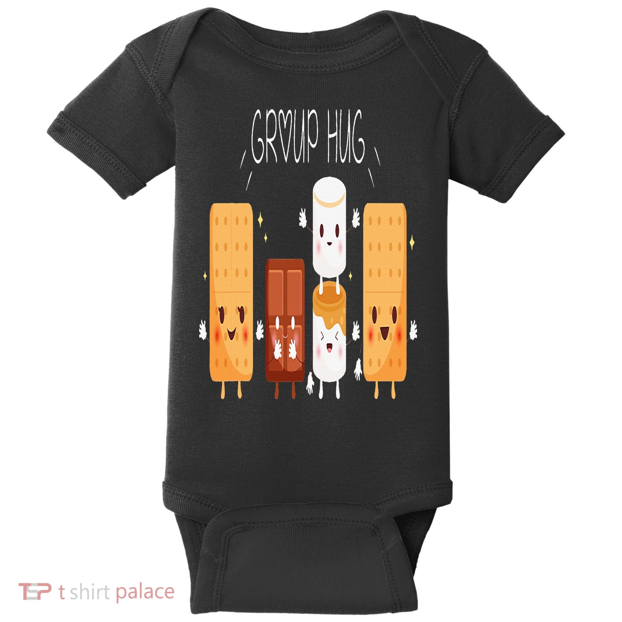 Smores Group Hug  Camping Campfire Marshmallow Smores Baby Bodysuit