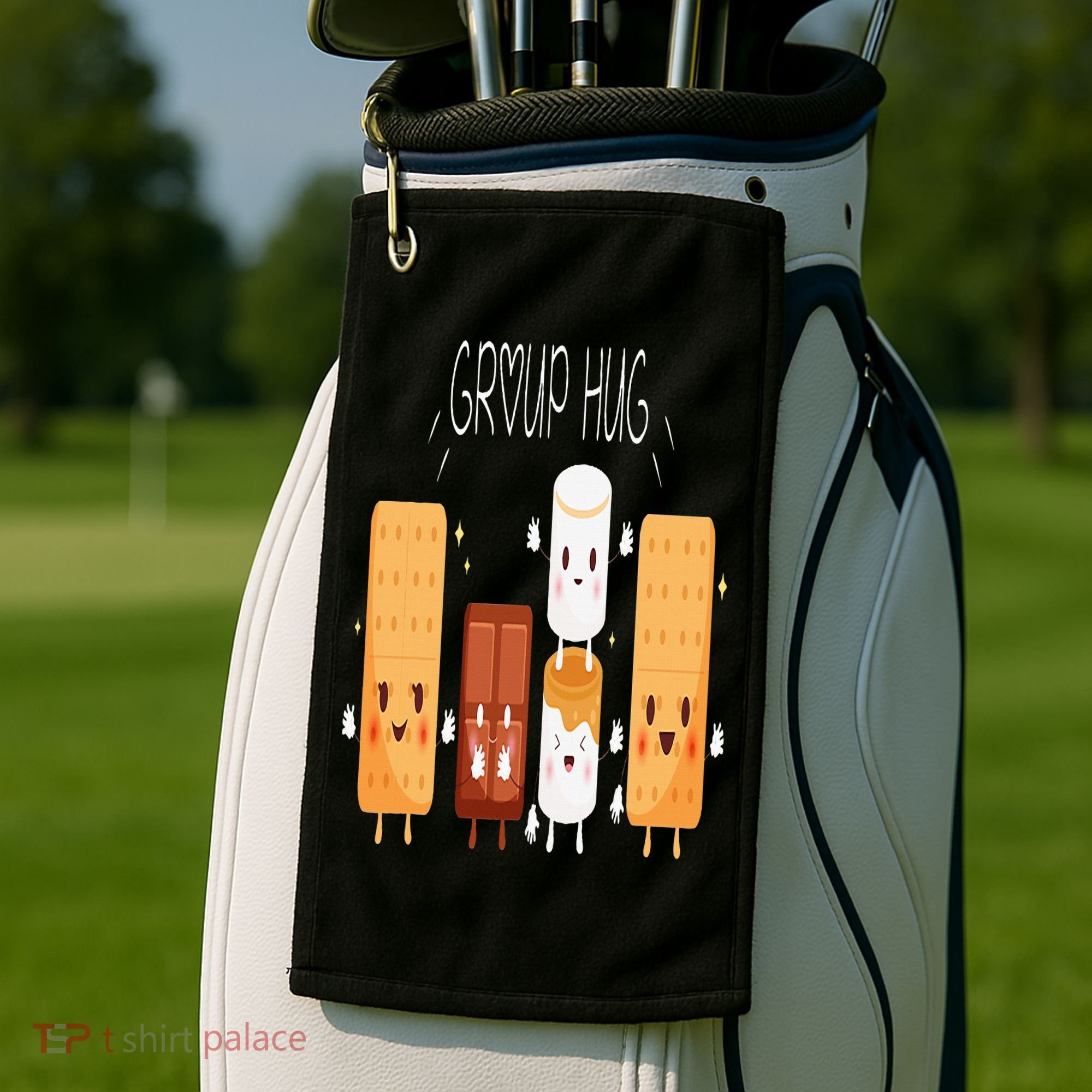 Smores Group Hug  Camping Campfire Marshmallow Smores Golf Towel
