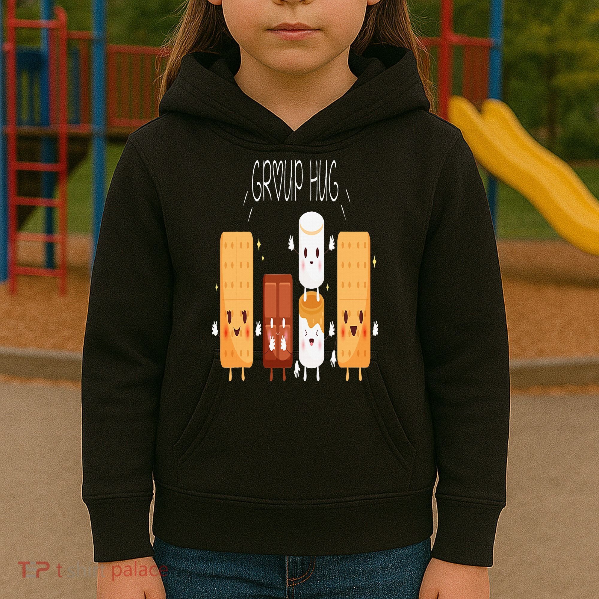 Smores Group Hug  Camping Campfire Marshmallow Smores Kids Hoodie