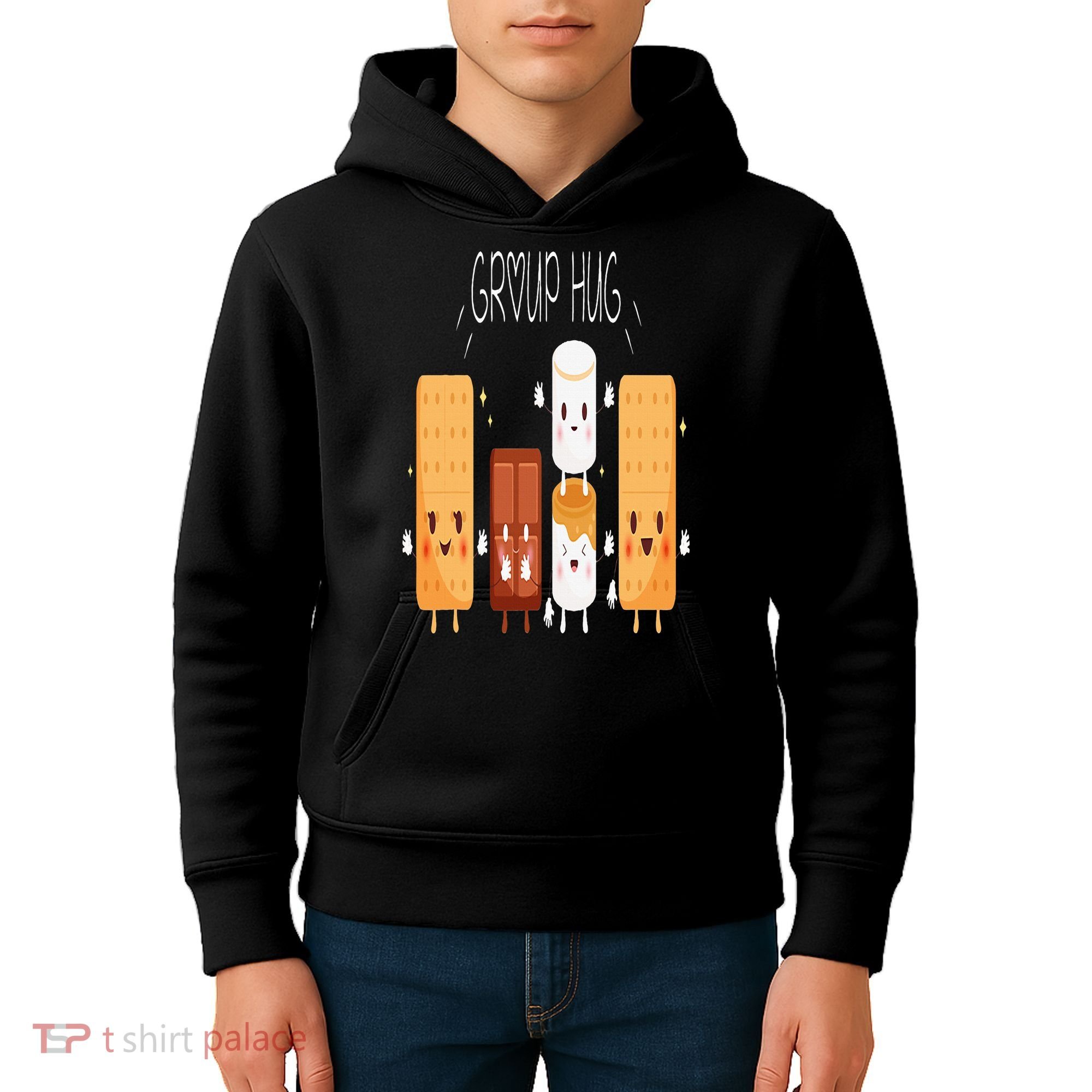 Smores Group Hug  Camping Campfire Marshmallow Smores Kids Hoodie