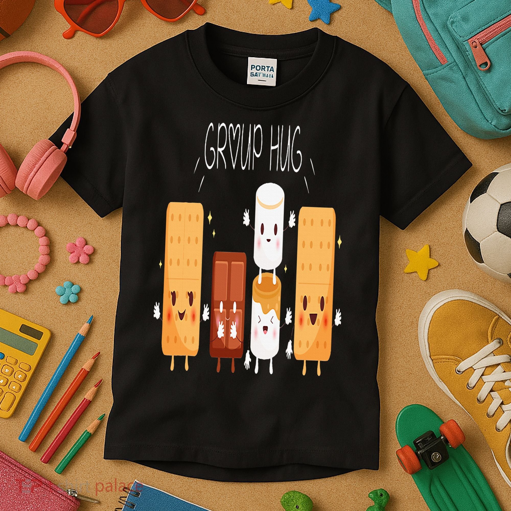 Smores Group Hug  Camping Campfire Marshmallow Smores Kids T-Shirt