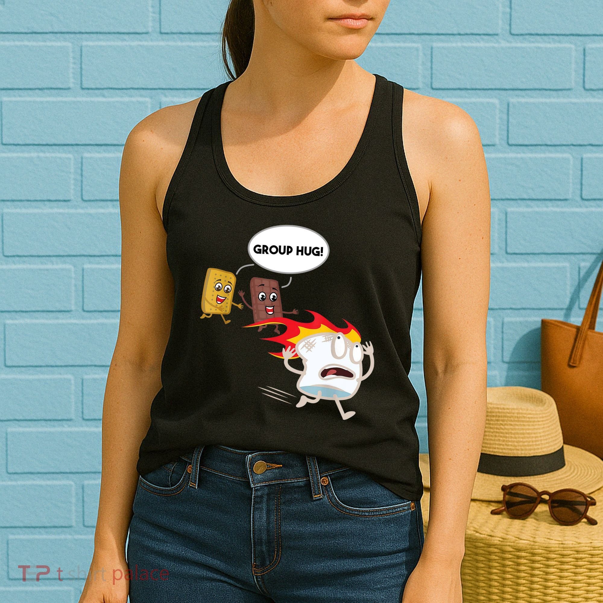 Smores Group Hug S’Mores Camping Food Marshmallows On Fire Women's Tank Top