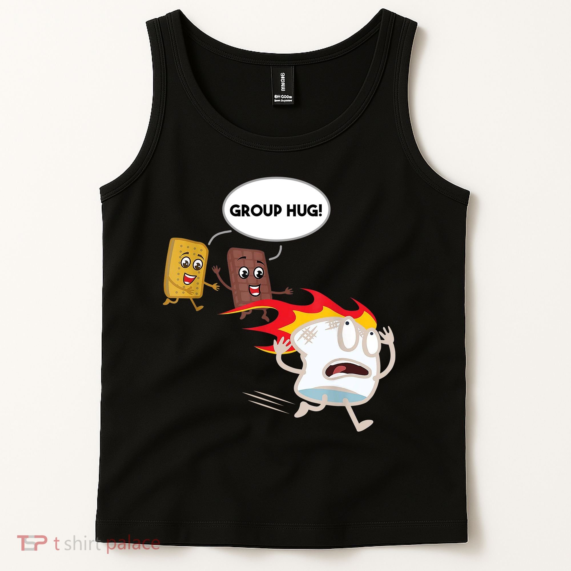 Smores Group Hug S’Mores Camping Food Marshmallows On Fire Tank Top