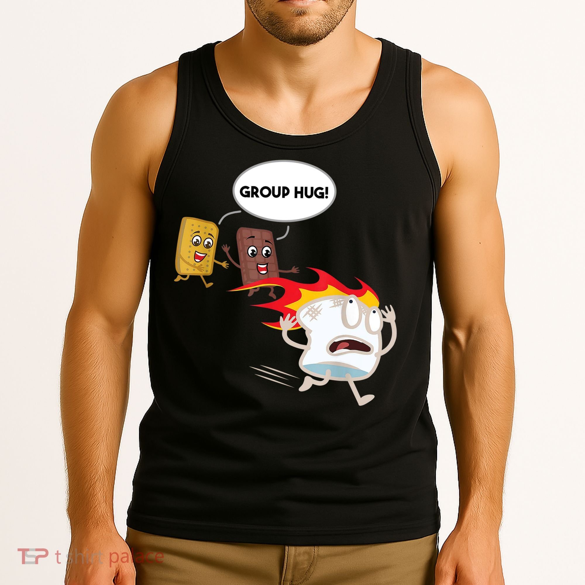 Smores Group Hug S’Mores Camping Food Marshmallows On Fire Tank Top