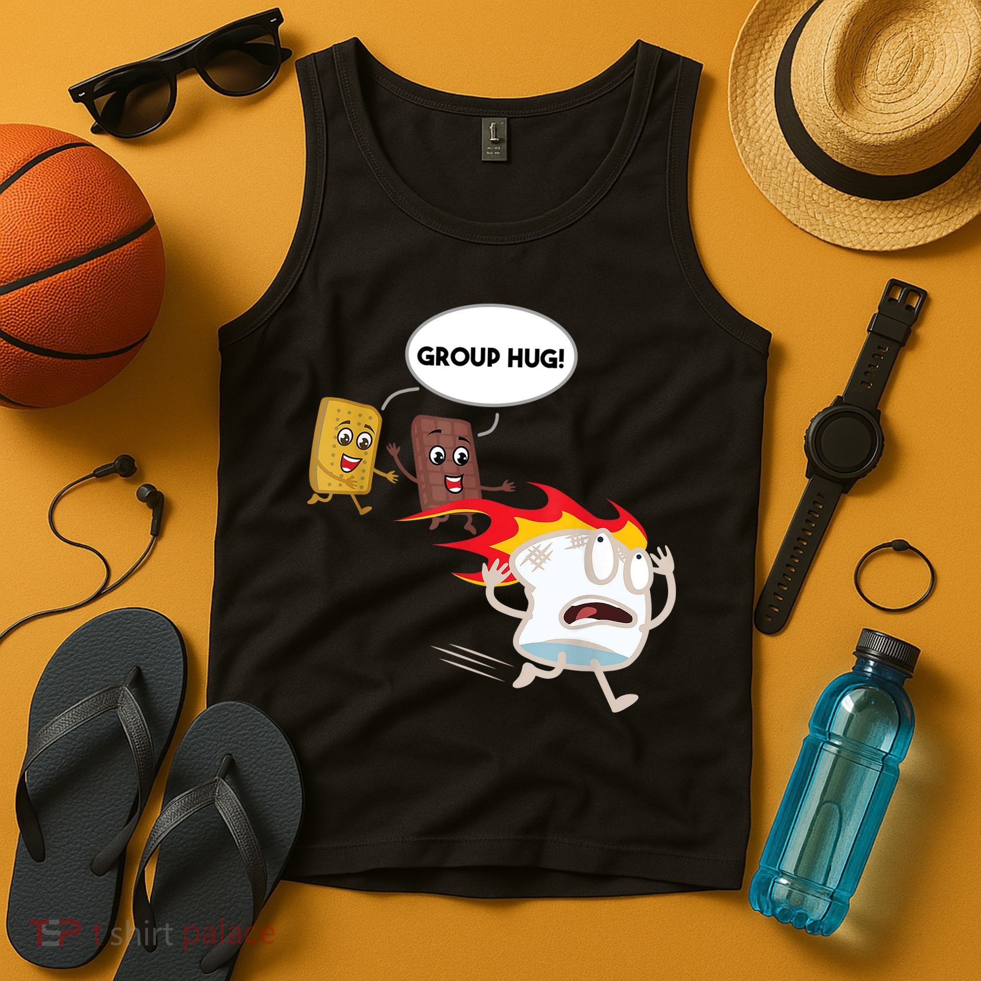 Smores Group Hug S’Mores Camping Food Marshmallows On Fire Tank Top