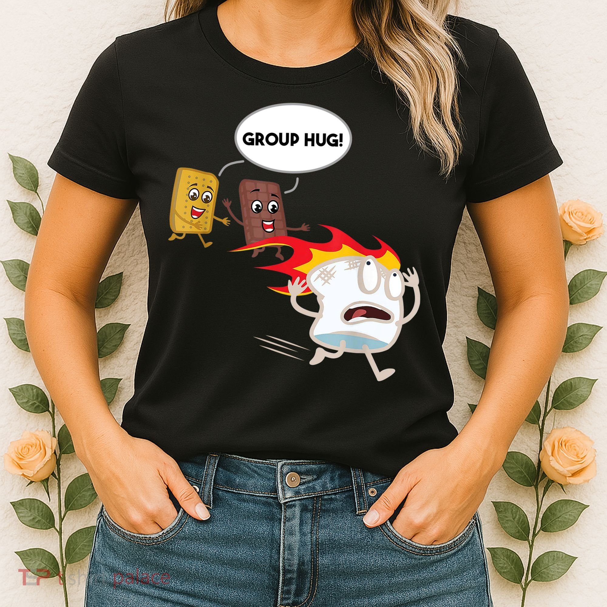 Smores Group Hug S’Mores Camping Food Marshmallows On Fire Women's T-Shirt