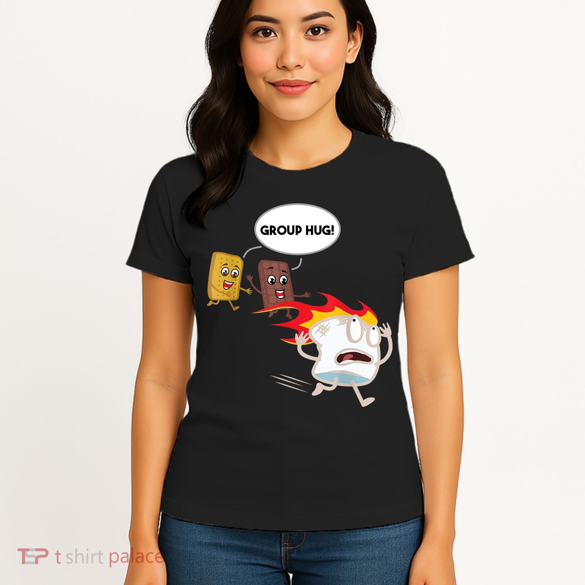 Smores Group Hug S’Mores Camping Food Marshmallows On Fire Women's T-Shirt
