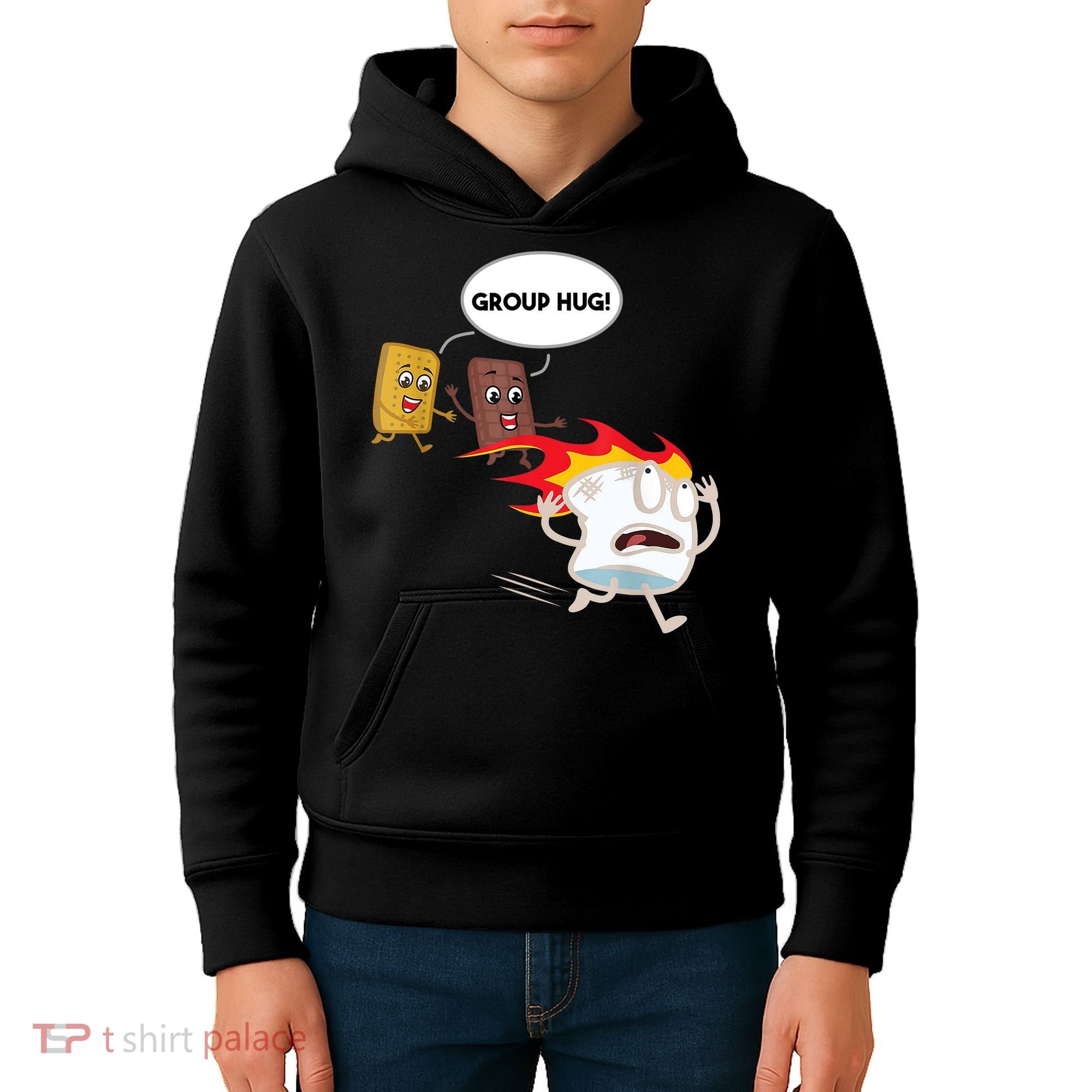 Smores Group Hug S’Mores Camping Food Marshmallows On Fire Kids Hoodie
