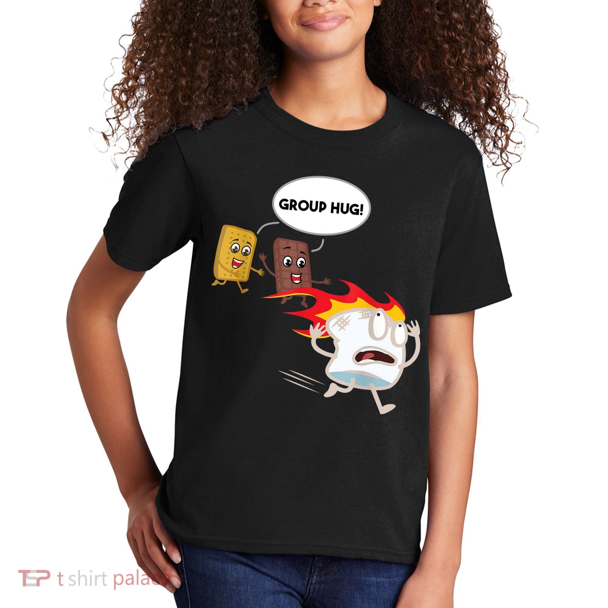 Smores Group Hug S’Mores Camping Food Marshmallows On Fire Kids T-Shirt