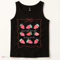 Second Grade Is My Jam Strawberry 2nd Grade Teacher Tank Top thumb 2