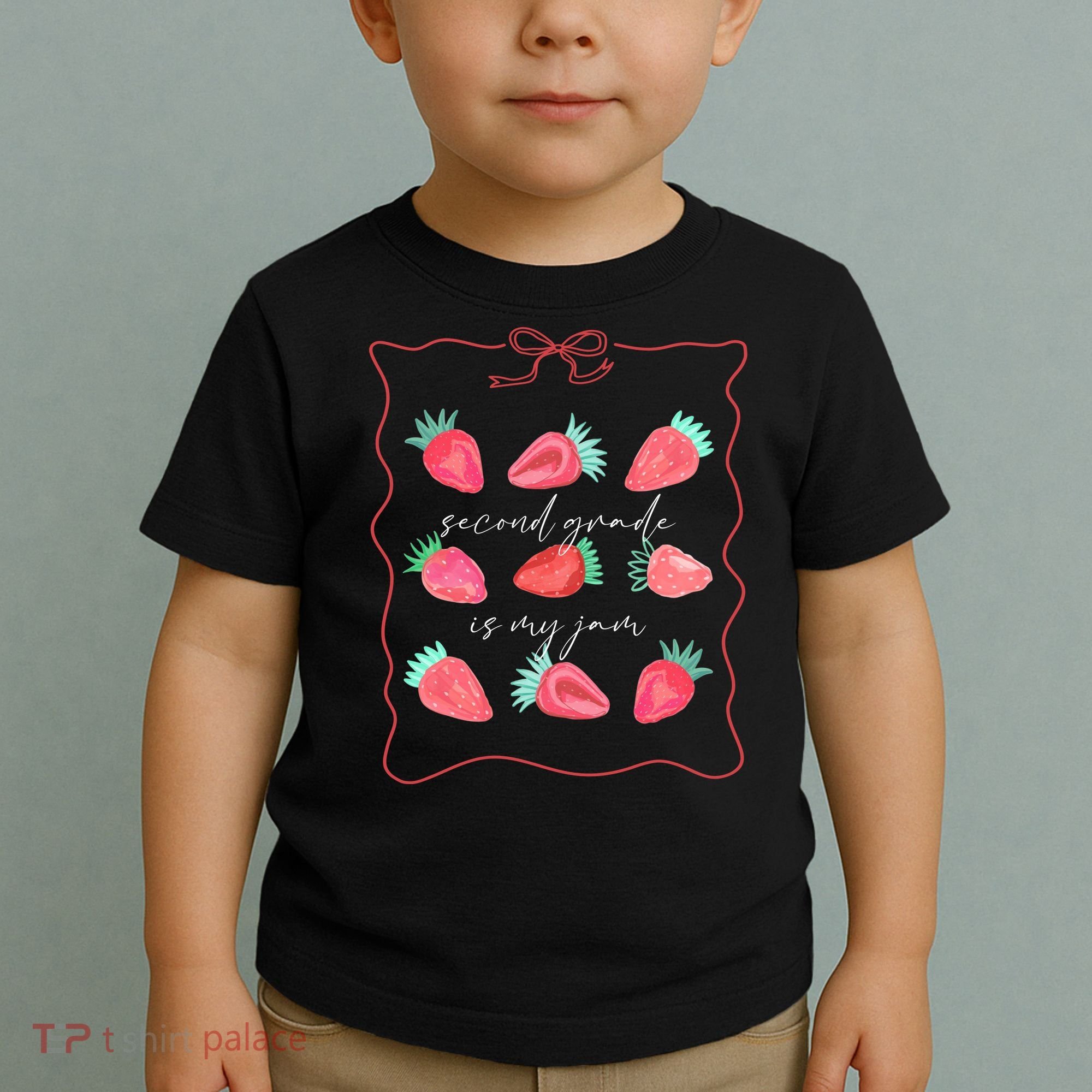 Second Grade Is My Jam Strawberry 2nd Grade Teacher Toddler T-Shirt