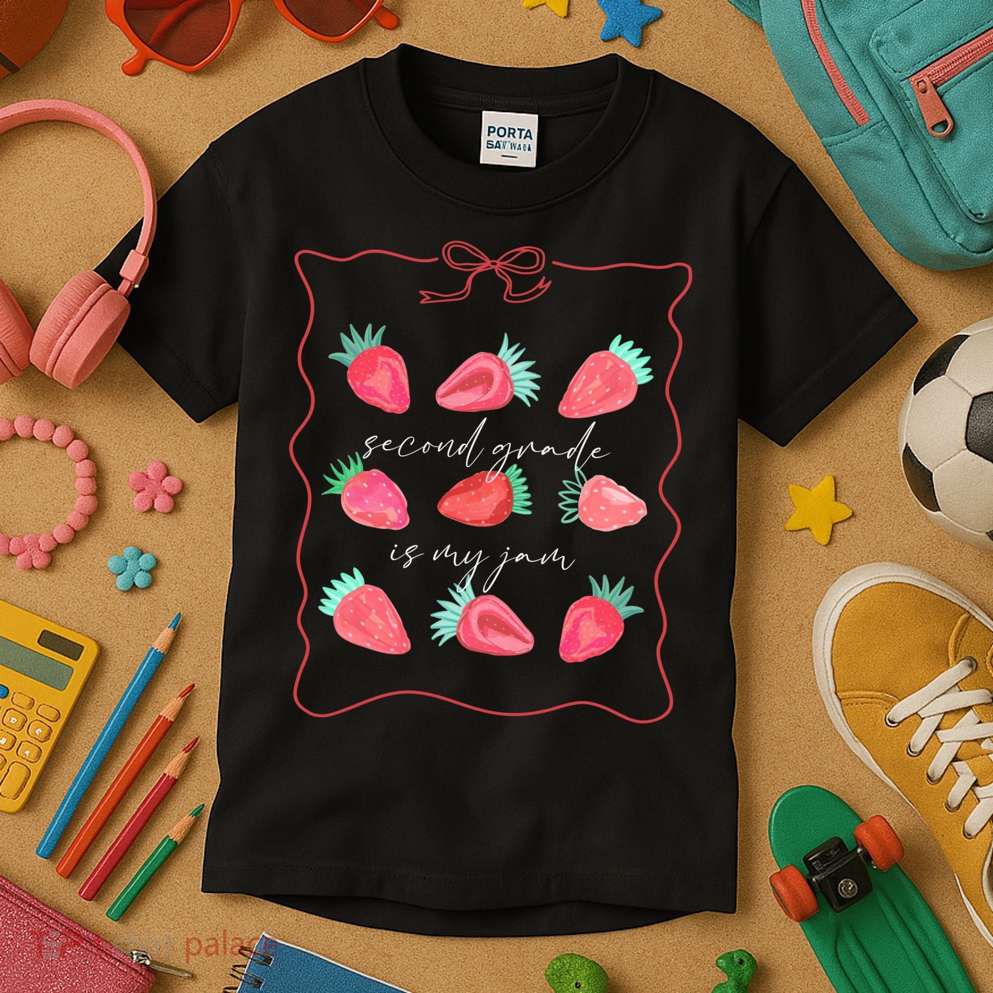 Second Grade Is My Jam Strawberry 2nd Grade Teacher Kids T-Shirt