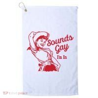Sounds Gay IM In Retro Lgbt 80s Pride Golf Towel thumb 0