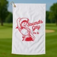 Sounds Gay IM In Retro Lgbt 80s Pride Golf Towel thumb 1