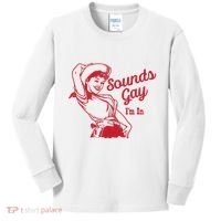 Sounds Gay IM In Retro Lgbt 80s Pride Kids Long Sleeve Shirt thumb 0
