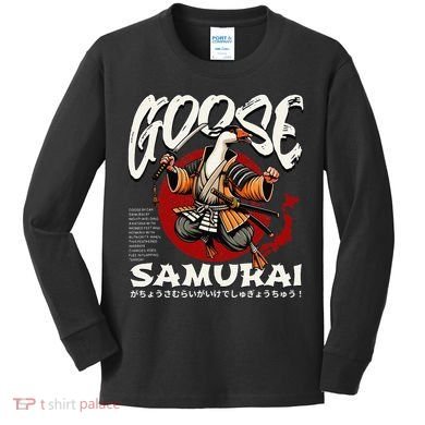 Samurai Goose Japan Bushido Oni Ronin Warrior Kids Long Sleeve Shirt