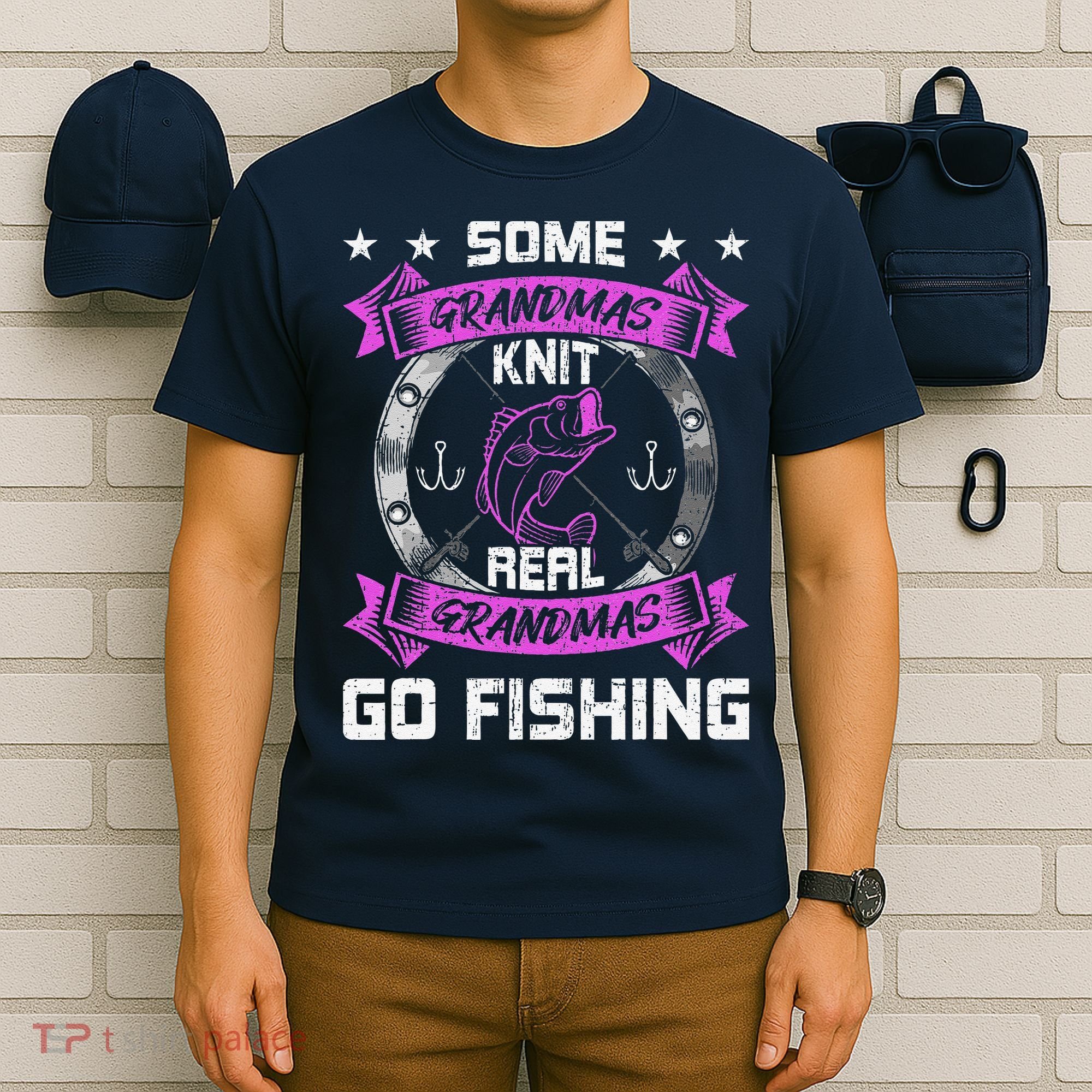 Some Grandmas Knit Real Grandmas Go Fishing Grandma T-Shirt