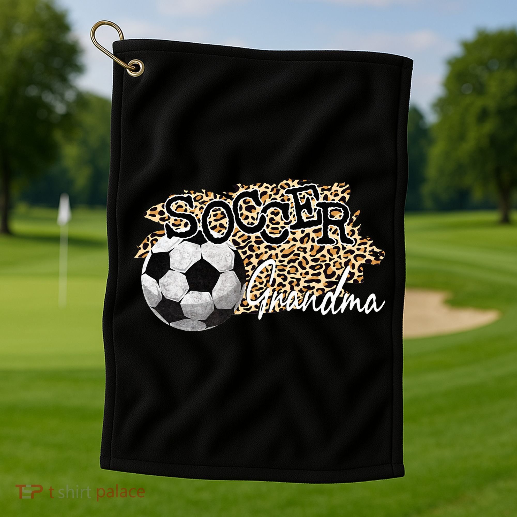 Soccer Grandma Leopard Soccer Grandma Golf Towel