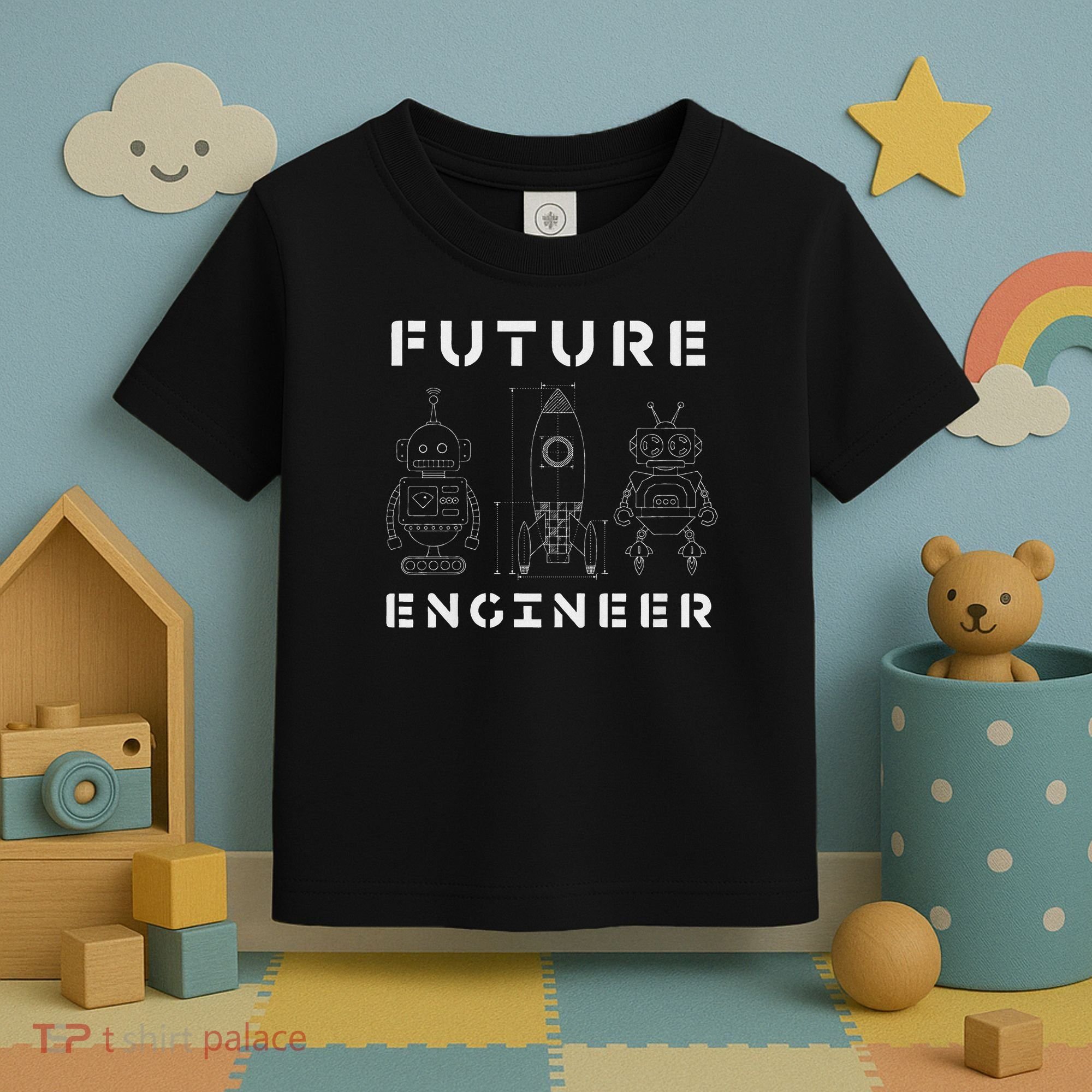 Stem Gift Love Math Physics Boys Girls Kids Future Engineer Toddler T-Shirt